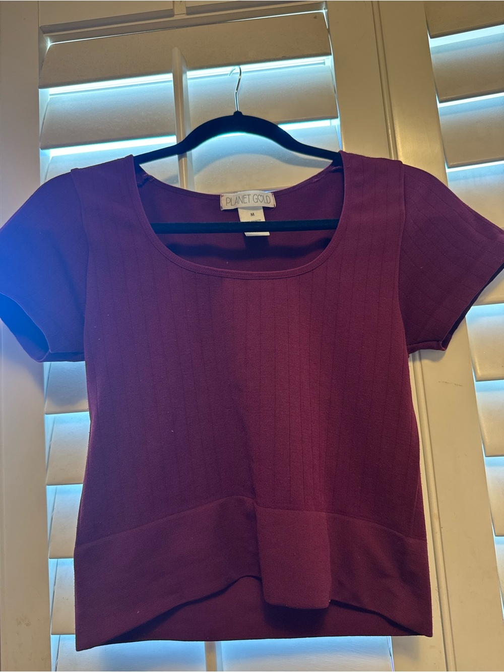 Ribbed Square-Neck Women's Top in Wine